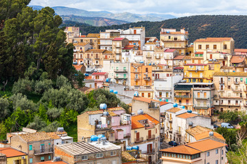 Italy, Sicily, Messina Province, Caronia. The medieval hilltop town of Caronia, built around a Norman castle.
