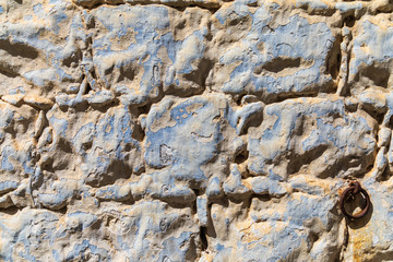 Italy, Sicily, Messina Province, Caronia. A weathered stone wall in the medieval hilltop town of Caronia.