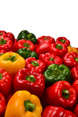 Fresh red, green, yellow bell pepper background.