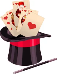 Fotobehang Speel kaart in Top Hat Magic Trick © Anna Velichkovsky