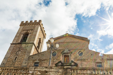 Fototapeta na wymiar Italy, Sicily, Messina Province, Montalbano Elicona. The Basilica of Santa Maria Assunta in the medieval hill town of Montalbano Elicona.