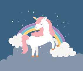 unicorn rainbow dark clouds fantasy magic dream cute cartoon