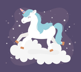 unicorn jump on clouds stars fantasy magic dream cute cartoon