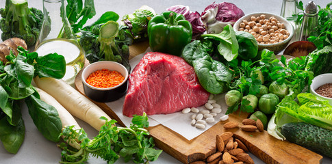 Healthy eating balanced nutrition ingredients clean food concept