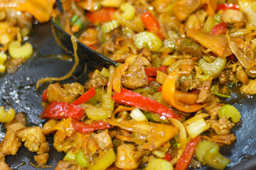 Fresh prepared eating with meat and vegetables