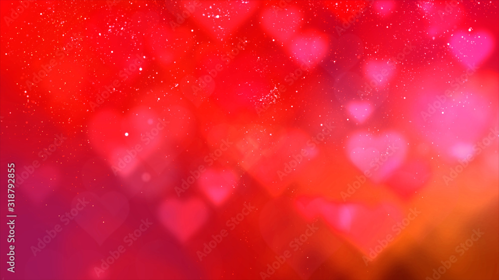 Poster happy valentine theme decoration motion particles animation with drop down graphic icons associated 