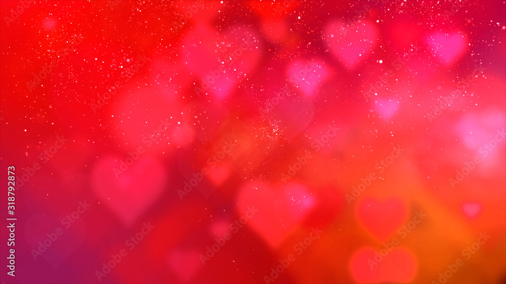 Poster happy valentine theme decoration motion particles animation with drop down graphic icons associated 