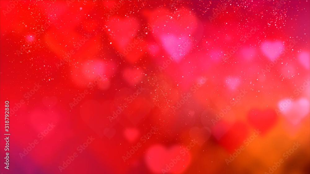 Poster happy valentine theme decoration motion particles animation with drop down graphic icons associated 