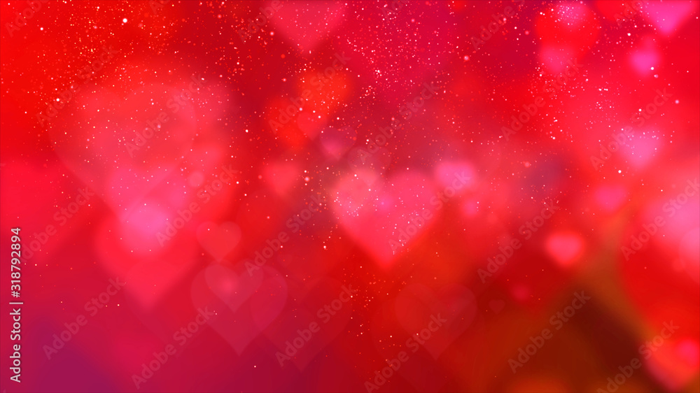 Poster happy valentine theme decoration motion particles animation with drop down graphic icons associated 