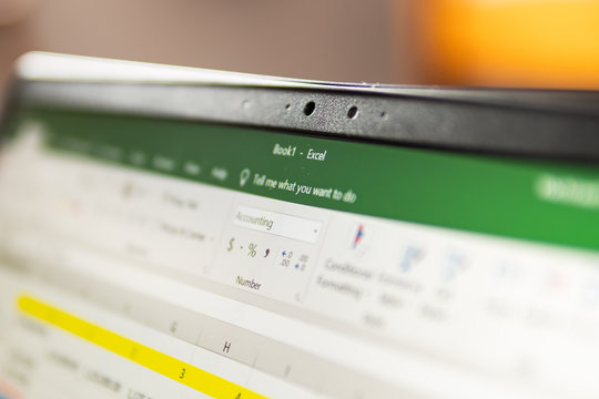 Bangkok, Thailand - August 22, 2019 : Microsoft Excel, A Spreadsheet Developed By Microsoft, On Computer Screen.