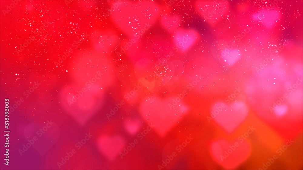 Poster happy valentine theme decoration motion particles animation with drop down graphic icons associated 