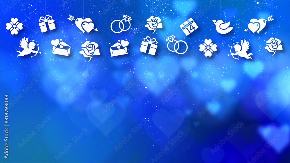 Aufkleber happy valentine theme decoration motion particles animation with drop down graphic icons associated 