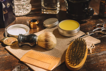 Barber shop shaving and beard trimming accesories