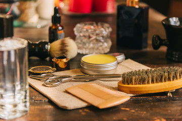 Barber shop shaving and beard trimming accesories