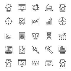 Analytics line icon set.