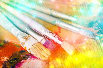 Artist brushes with creative art painting