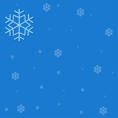 Obraz na płótnie Canvas Christmas falling snowflake vector isolated on blue background. Snowflake decoration effect. Xmas snow flake pattern. Magic white snowfall texture. Winter snowstorm illustration.