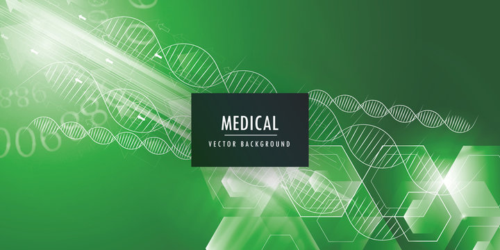 Wireframe DNA molecules structure mesh on soft green background. Science and Technology concept