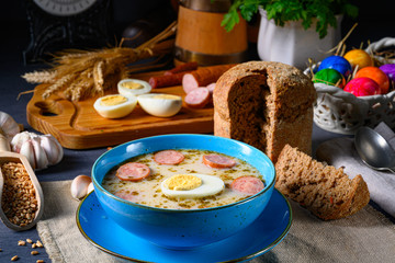 Easter in Polish: sour flour soup for Easter breakfast (Żurek)