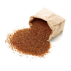 black bitter buckwheat tea on white background
