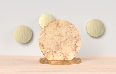 3d render of  white marble pedestal, simple clean design, luxury minimalist mockup