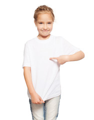Fototapeta premium Child in white t-shirt