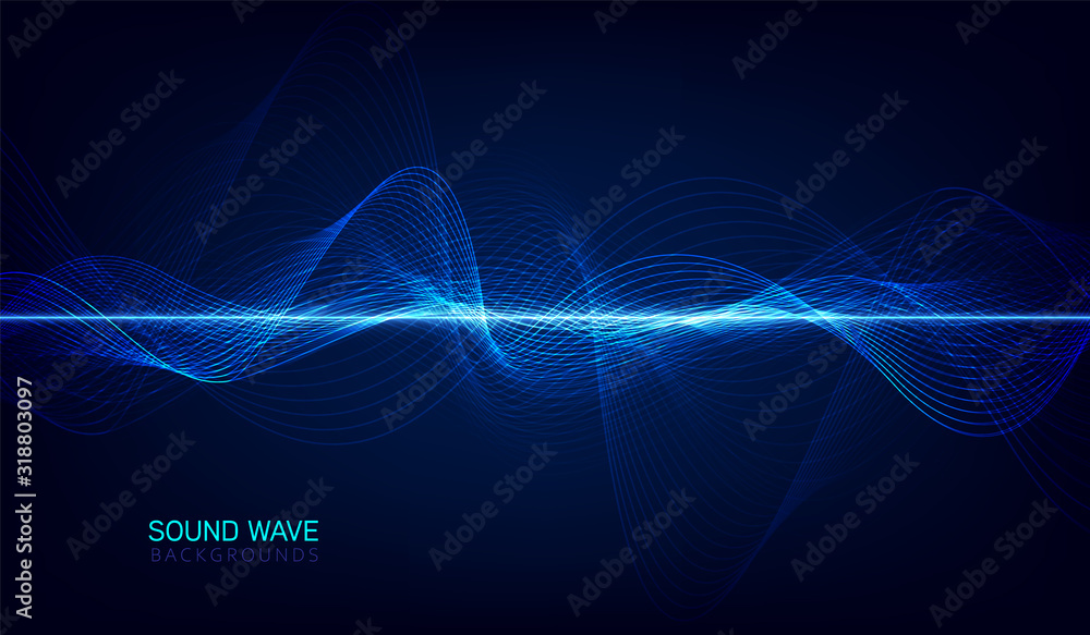 Aufkleber abstract blue digital equalizer, vector of sound wave pattern element