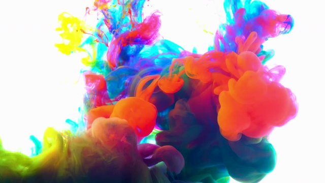 4K , Color paint drops in water ,   Colorful ink in water, 4K footage,