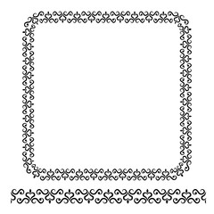 Vector Rounded Corner Square Floral Frame, Isolated On White 