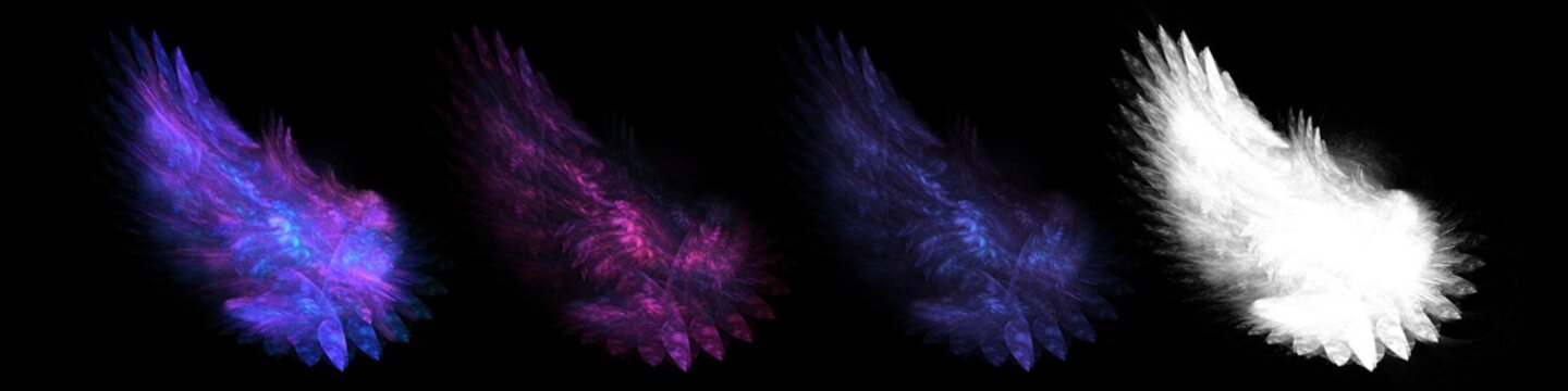 abstract smooth feather set with white clipping mask
