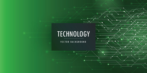 Abstract technology background, circuit board on dark green color. hi-tech or digital future technology concept. vector illustration.