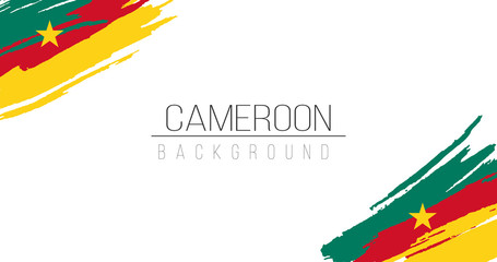 Cameroon flag brush style background with stripes. Stock vector illustration isolated on white background.