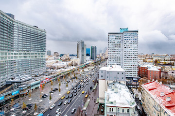 The historical center of Moscow with streets and old houses in the fall