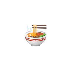 Steaming Bowl Vector Icon. Isolated Steaming Bowl Asian Dish Emoji, Emoticon Illustration