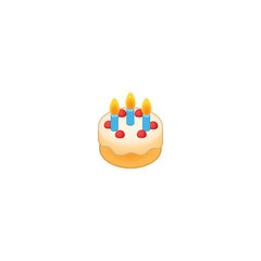 Birthday Cake Vector Icon. Birthday Cake with Candles Isolated Emoji Illustration