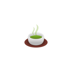 Teacup Without Handle Vector Icon. Isolated Green Tea Cup Emoji, Emoticon Illustration