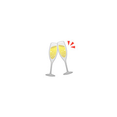 Clinking Glasses Vector Icon. Isolated Alcohol Drinks Emoji, Emoticon Illustration