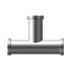 Pipe stainless steel, metallic plumbing fittings pipeline. Water, fuel or gas pipes sewage, oil refinery industry pipeline, house sewervector illustration