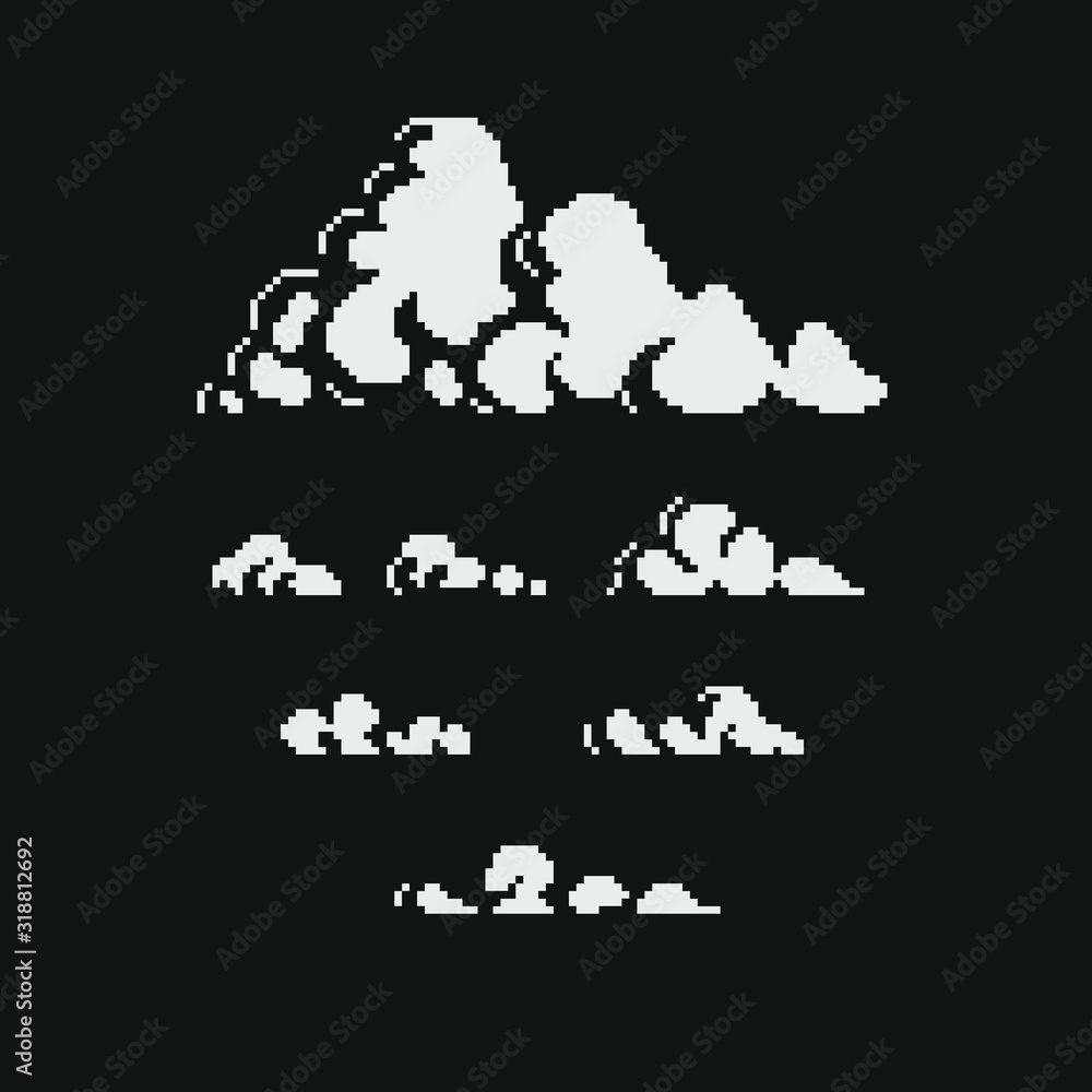 Aufkleber clouds icon. 80s pixel art. flat style. 1-bit sprite. game assets. cloud isolated vector illustratio