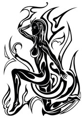 beautiful erotic amazon woman abstract tattoo symbol sticker