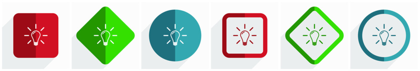 Idea, solution, bulb, innovation icon set, flat design vector illustration in 6 options for webdesign and mobile applications in eps 10