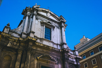 Fototapeta na wymiar Rome, Italy - Dec 26, 2019: Church of Saint Nicholas of Tolentino Rome Italy