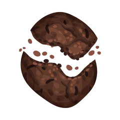 Chocolate Cookie Crumbs and Chips Isolated On White Background Vector Item