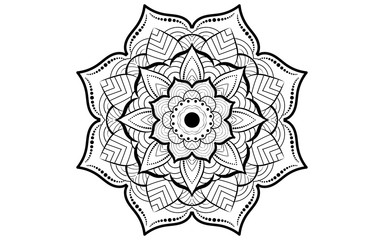 Circular pattern flower of mandala with black and white,Vector mandala floral patterns with white background