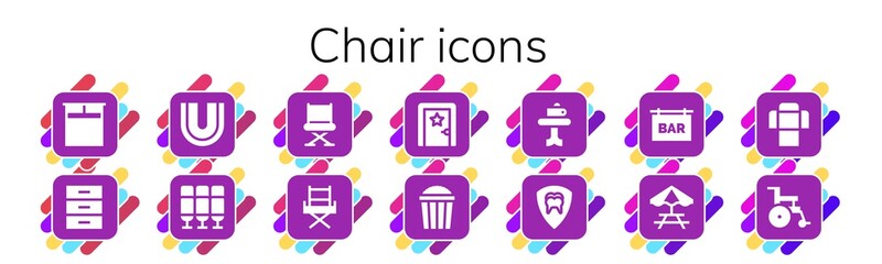 Modern Simple Set of chair Vector filled Icons