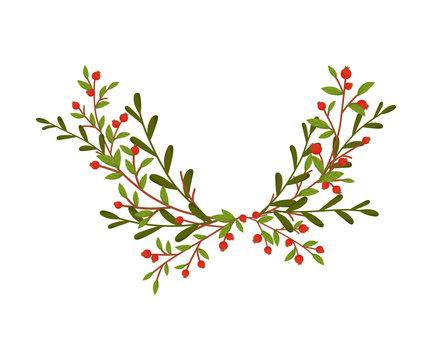 recommend clip art: Christmas Decorative Floral Elements with Hawthorn Berries and Twigs