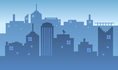 Dawn atmosphere in a city building silhouette