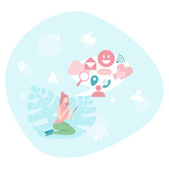 Social media concept. Using network for posting and sharing content.