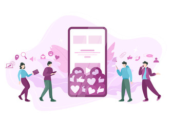 Social media concept. Using network for posting and sharing content.