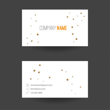 Vector Modern Creative And Clean Business Card Template Horizontal Layout. Pattern With Flying Squares.